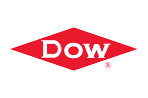 Corporate logo on white: a solid red diamond with the word Dow lettered across it in white, a small registered trademark symbol at the lower right of the diamond.