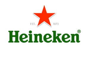Flat brand logo: a red five-pointed star above the flanking dates EST. and 1873, with the word Heineken below in green with its trademark tilted lower-case e letters.