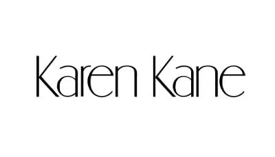 Wordmark reading "Karen Kane" in thin black lettering on a white field