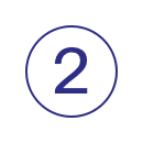 Numeral 2 in purple inside a thin purple circle outline on white