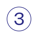 Flat graphic: the numeral 3 in dark violet, set inside a thin violet circle outline on white.
