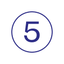 Flat graphic: the digit 5 rendered in dark violet inside a slim violet circular outline on white.
