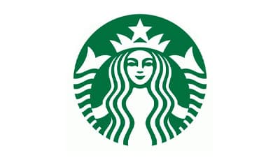 Green circular Starbucks emblem on white, showing the crowned twin-tailed siren with long wavy hair and a star above her head, rendered in flat green line work.